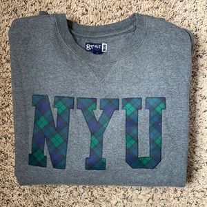 NYU plaid crew neck sweatshirt